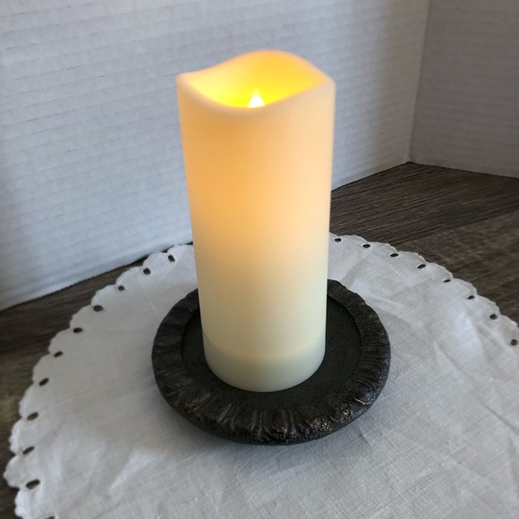 Vtg Heavy Cast Metal Footed Candle Holder - Picture 2 of 9